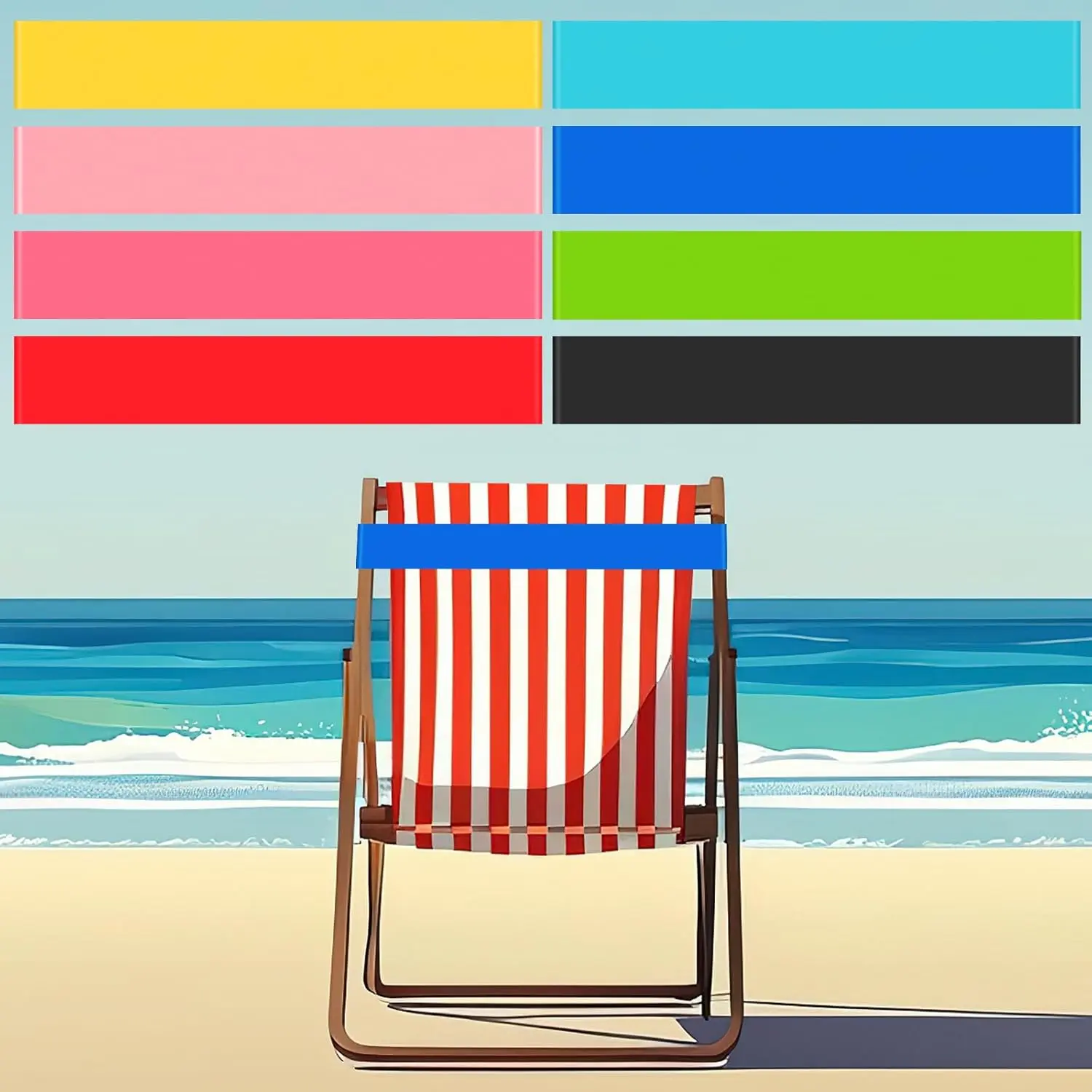 8 Pack Beach Towel Bands Beach Towel Clips for Cruise Chairs, Pool Chairs Towel Strap Towel Holder Cruise Ship Essentials Elastic Towel Band Beach Accessories for Women Men