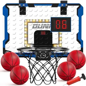 LED light electronic wall mounted basketball hoop, water pool home basketball hoop with 4 basketballs, family party game supplie
