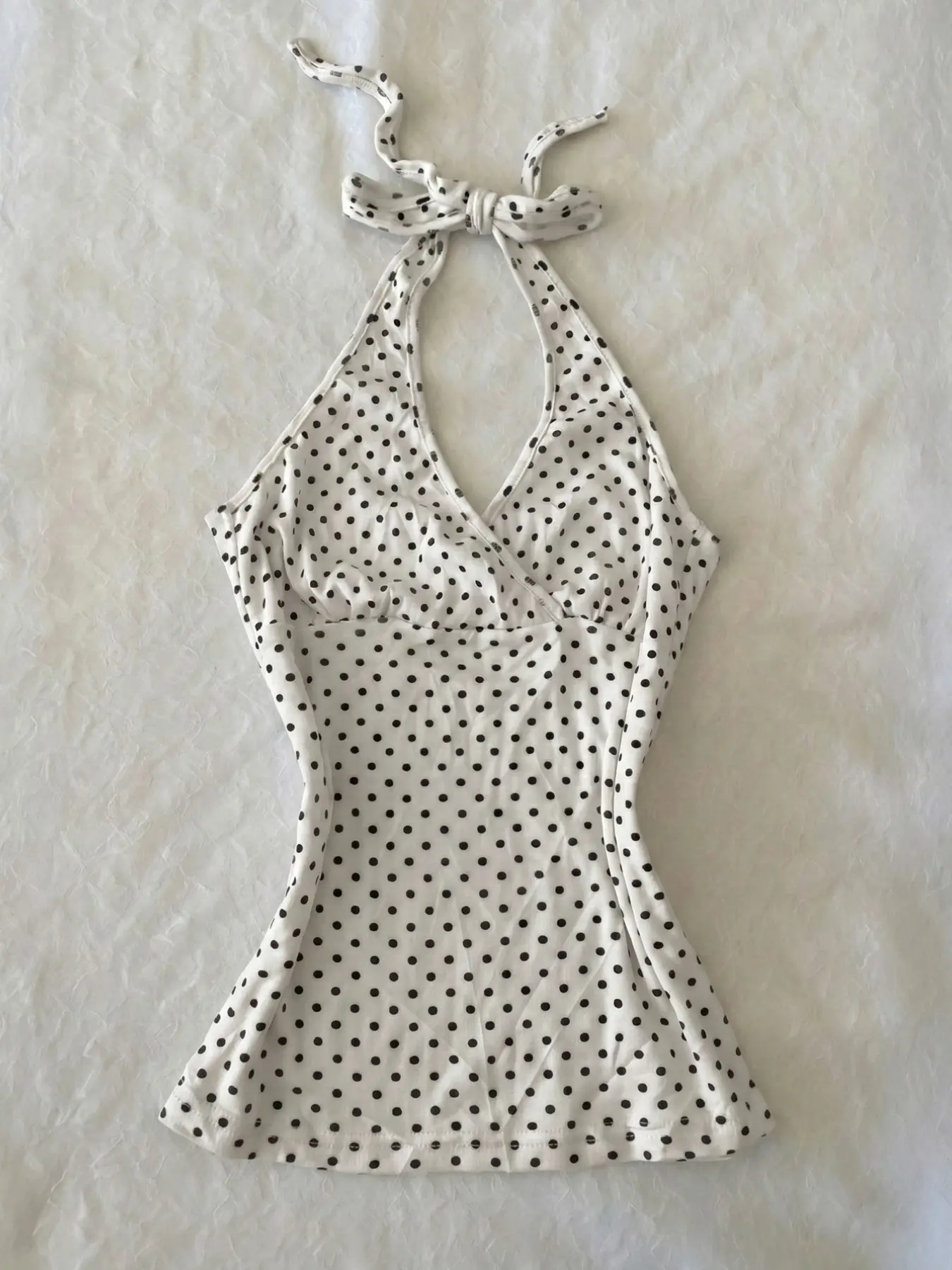 Stylish and Comfortable Polka Dot Sexy Fashion Halter Backless Vest for Women, Womenswear for Vacation, Travel and Daily Wear, Halter Neck Top