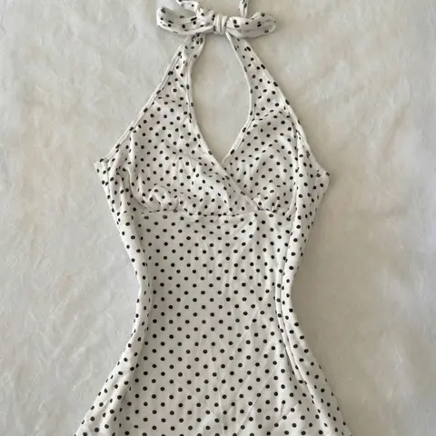 Vintage Polka Dot Halter Tank Top, V Neck Wrap Design with Adjustable Back Straps, Perfect for Casual and Vacations