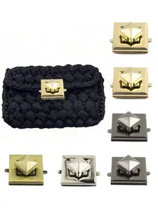 Square Lock Hardware Accessories, Leather Bag Metal Twist Lock, Handbag Wallet Clasp, DIY Bag Making Material, Wallet Clasp Replacement, Suitable For Suitcase, Backpack, Handbag, Crossbody Bag And Wallet Replacement Locks, Suitable For Wallet