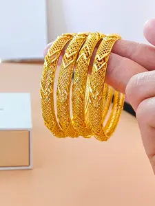 Middle Eastern 4pcs Women's Fashion Closed Bangle, European & American Luxury Gift Jewelry, Bridal Ethnic Style Bracelet, Stackable Bracelets, Fashionable Bangles, Stacked Design Bracelets