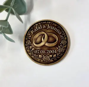 Personalized Brass Coin Custom Engraved Names, Birthday Gift