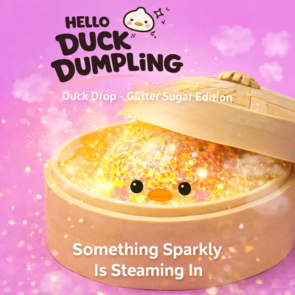 Top Trenz Squishy Hello Duck Dumpling Toy with Sugar Glitter, Ideal for 8-10 Yrs Kids, Classic Novelty Slime & Squishy Toy