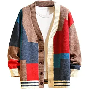 Men's Cardigan Sweater Button Knitted Long Sleeve Sweater