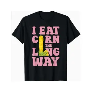Funny Corn The Long Way T Shirt Design For Humor Lovers Golf Gift T-Shirt For Men and Women