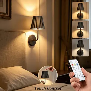 Touch Control LED Wall Lamp, USB Rechargeable, Remote, Dimmable, Timer, 3 Color Temperatures, Bedroom, Living Room, Hallway, Bedside, Wireless Wall Sconces