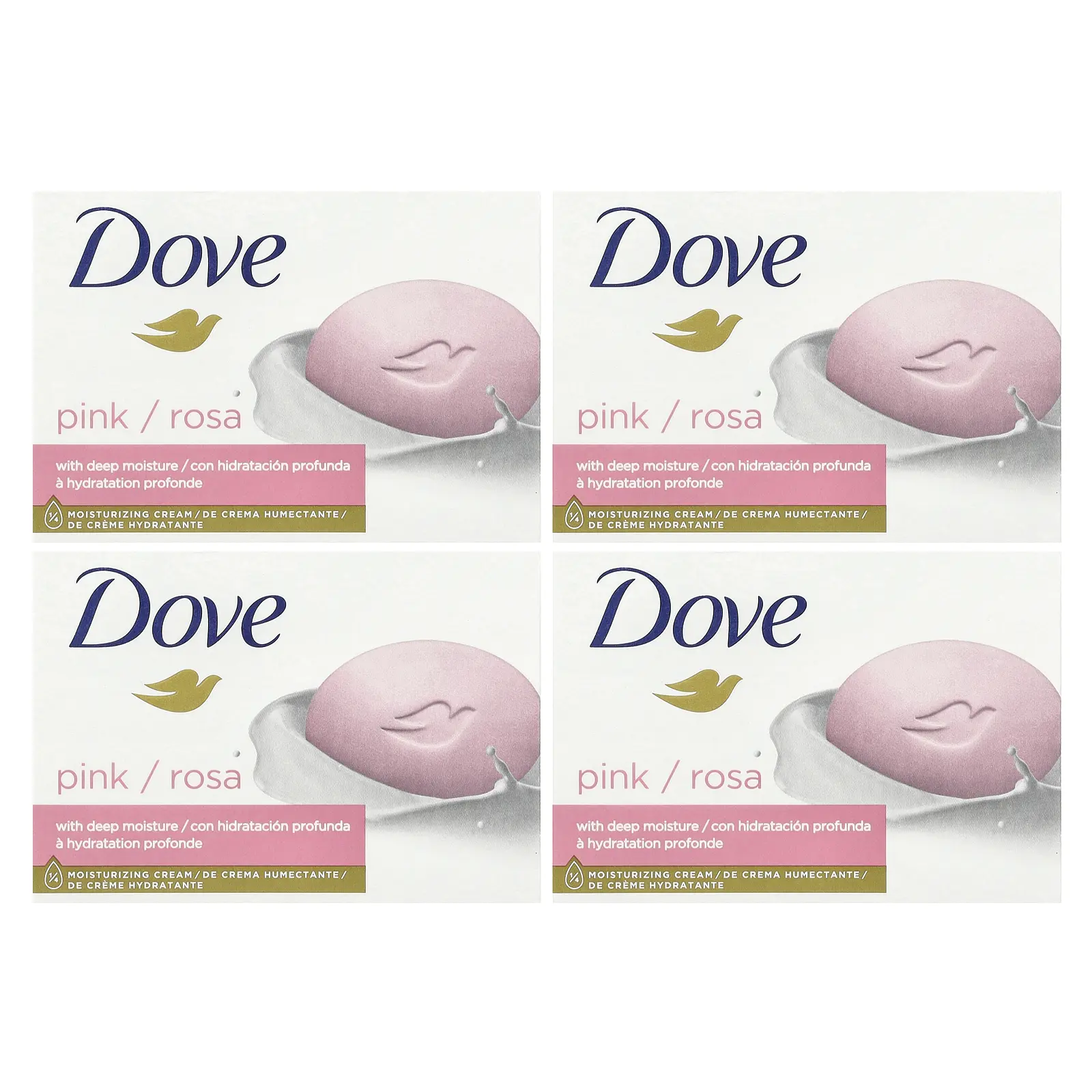 Dove Beauty Bar Soap with Deep Moisture, Pink, 4 Bars, 3.75 oz (106 g) Each Dove Beauty Bar Soap with Deep Moisture, Pink, 4 Bars, 3.75 oz (106 g) Each