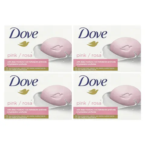 Dove Beauty Bar Soap with Deep Moisture, Pink, 4 Bars, 3.75 oz (106 g) Each