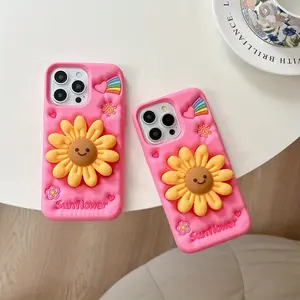 [Dsd] Niche cute three-dimensional flower bracket is suitable for the new Apple 16promax mobile phone case Phone Protector Cover