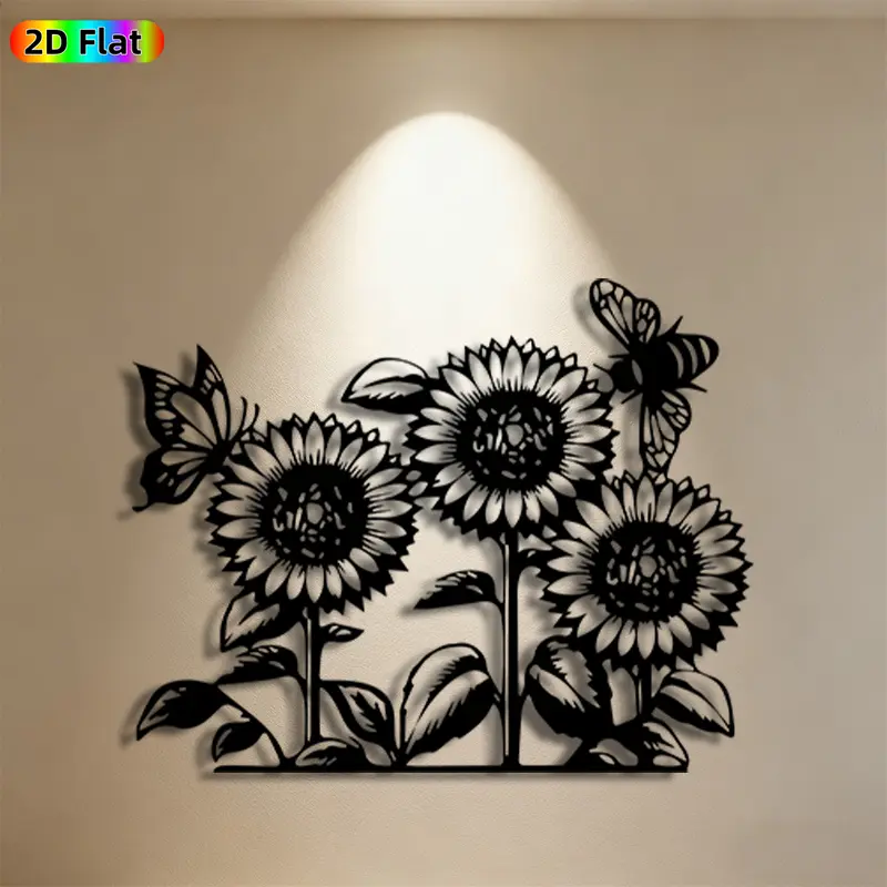 1pc Sunflower & Butterfly Metal Wall Art,Sunflower Butterfly Statue Mural, Ideal Gift for New Year, Easter, Nature-Inspired Home Decor Enthusiasts, Weather-Resistant Metal Wall Decor , Perfect for Garden Wall, Patio Fence & Outdoor Space Enthusiasts
