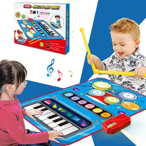 Kid Musical Mat Toys, 2 in 1 Multifunction Piano Drum Play Pad, Durable Music Toy Birthday Christmas Gifts for Boys Girls