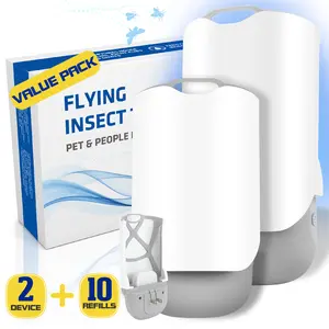 Flying Insect Trap for Indoors - Bug Catcher for Home, Plug-in Fly Bug Zapper with Effective Blue Light to Fruit Flies, Moths, Gnats, Mosquitoes,House Flies(2 Device+10 Refills)