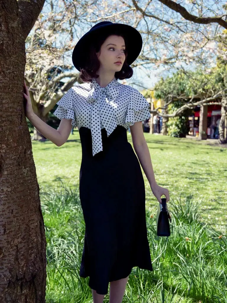 white christmas dresses 1930s Red Black Plaid Vintage Day Dress