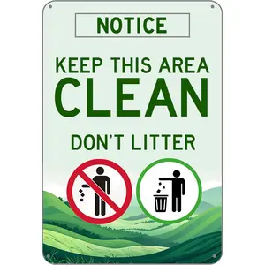 No Littering Metal Sign- 8X12 In Large Aluminum Outdoor Sign- Vibrant, Rustproof, Unique Design- Do Not Litter Warning Sign