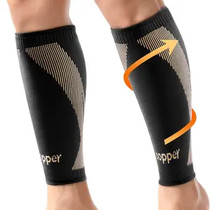 Plus Size Copper-Infused Calf Compression Sleeves for Men & Women 1 Pair [Medical-Grade & Ultra Comfort] Leg Compression Sleeve for Shin Splint Relief, Varicose Veins,Calf Sleeve for Running (Large)