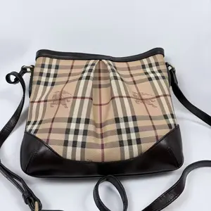 Pre-owned BURBERRY canvas Crossbody Bags Nova Check Pleated Crossbody Bag