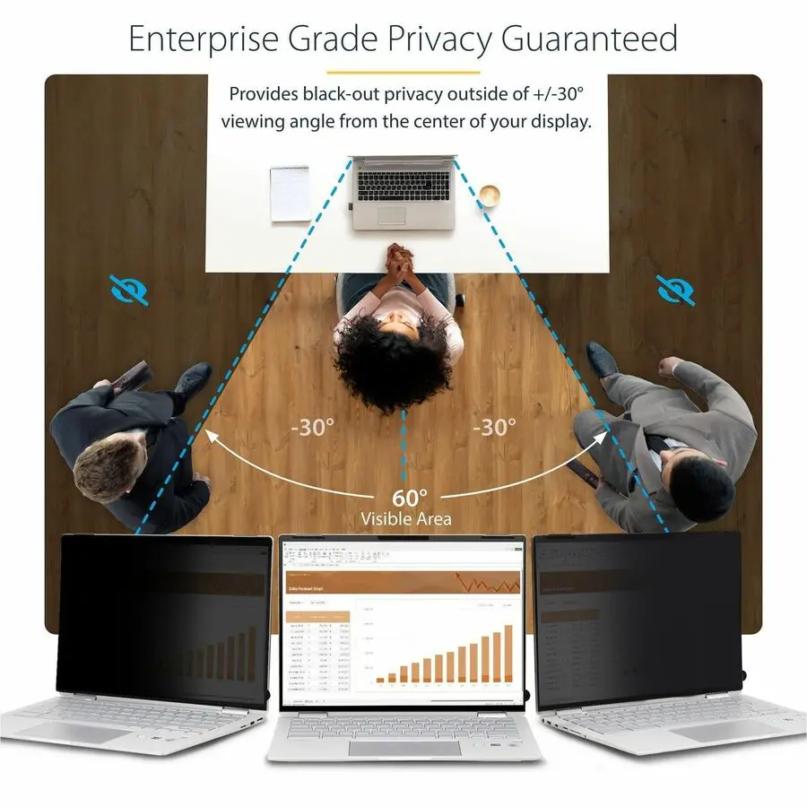 StarTech.com 14in 16:10 Touch Privacy Screen, Laptop Security Shield, Anti-Glare Blue Light Filter Flip-Over
