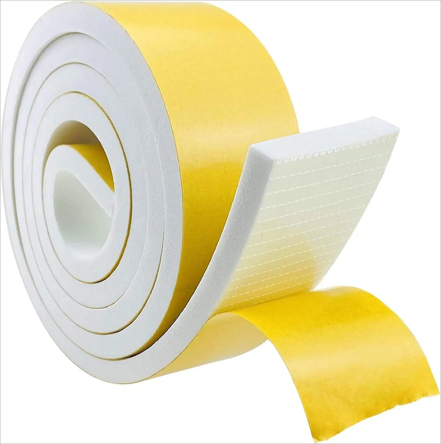 D-Type Rubber Weather Stripping, White Self-Adhesive Foam Insulation Tape (1/2x1/2 in, 13Ft Total: 2x6.5Ft Rolls) for Door Window Gap Soundproofing, Windproof Sealing