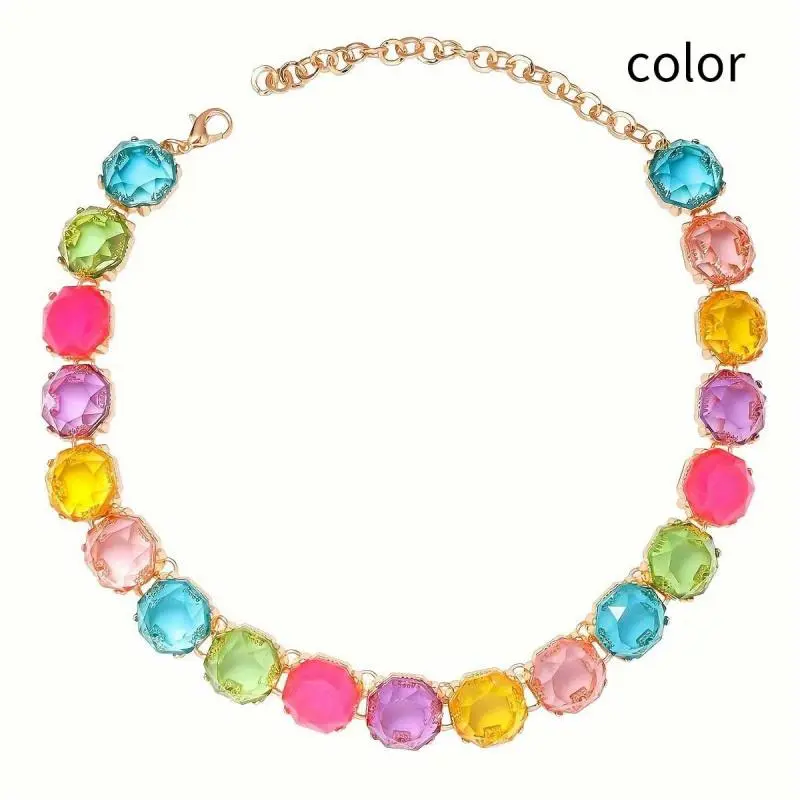 Women's Trendy Boho Octagon Necklace, Fashionable Jewelry Accessories, Unique High-End Bold Statement Costume Necklace