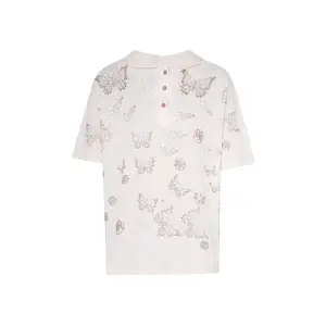 TCH - Beige short sleeved butterfly hot stamping design Women