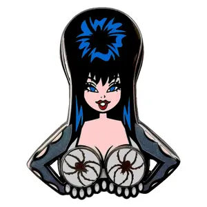 Elvira Spinning Spiders Enamel Pin