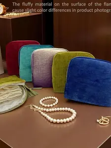 Mini Travel Jewelry Bag with Zipper Pocket and Tassel, Portable Foldable Soft PVC Storage Box Jewelry Storage Unit for Earrings Necklaces Bracelets Rings