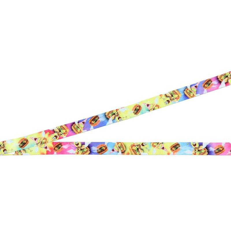 SpongeBob SquarePants and Patrick Riding Krabby Patties Breakaway ID Lanyard with Detachable Badge Holder Rubber Charm and Collectible Sticker