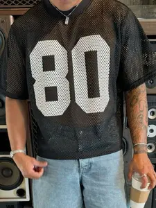 INCERUN Mesh Loose T-Shirts Men Short Sleeve Hollow Out See Through Camiseta Casual Streetwear Summer Printing Oversize Tee Tops