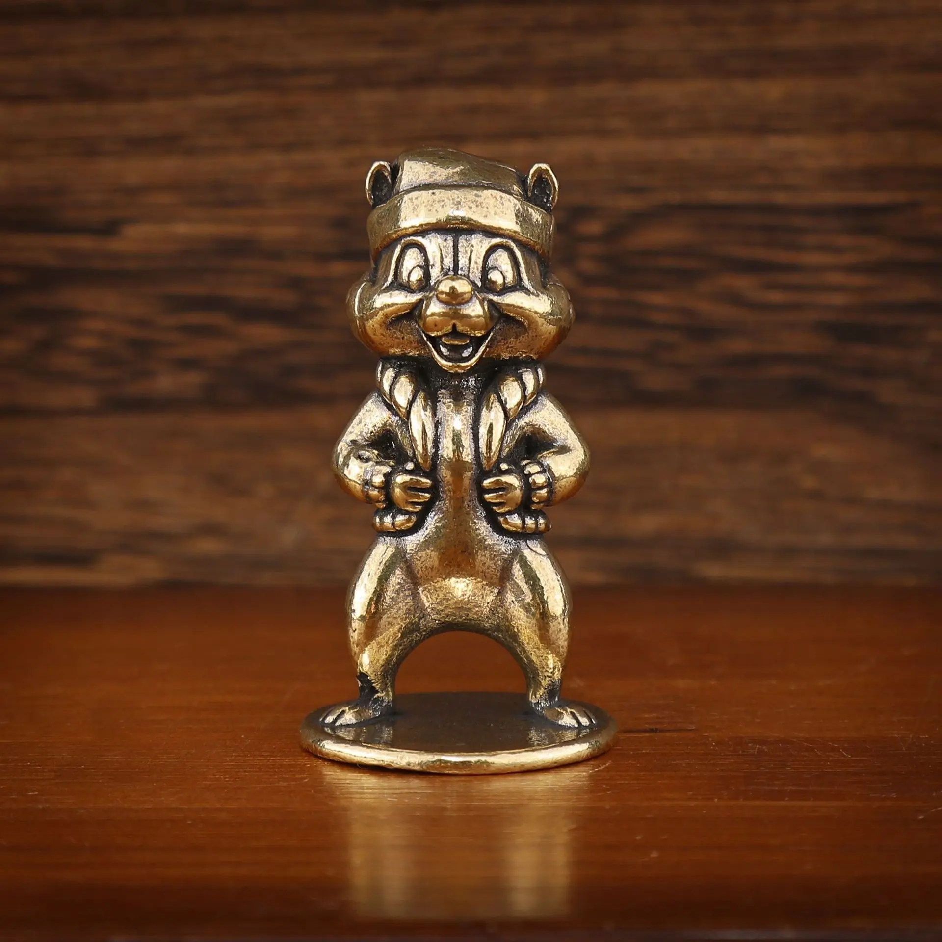 Vintage Brass Squirrel Statue, Antique Copper Art Home Decor, Ideal Tea Pet Collectible & Gift, Halloween Christmas Ornament