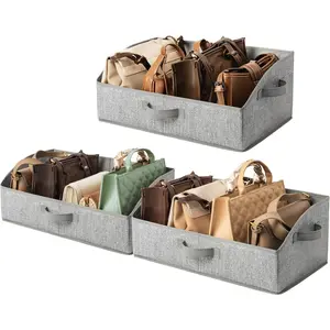 Closet Organizers and Storage Trapezoid Storage Bins, Dog Toy Bin, Storage Baskets for Shelves, Fabric Storage Bins with Handles, Clothing Organizer, Gray, 3-Pack