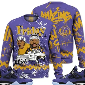 Retro 4 Lakeshow Sweatshirt, Lakeshow 4s Outfits, Meme Friday Streetwear Unisex Sneaker Matching Shirts