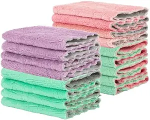 Coral Velvet Dish Towels 17PCS Super Absorbent Kitchen Towels Microfiber Washcloths Cleaning Rags, Washable Quick Drying Household Reusable Dish Cloths for Daily Kitchen Cleaning, Bathroom