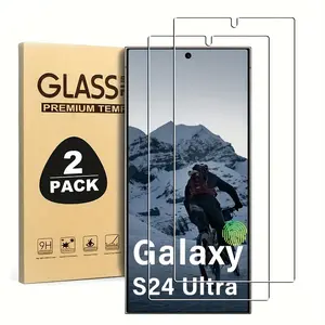 2-Pack for Galaxy S24 Ultra Smartphone Ultrasonic Fingerprint Unlock HD Anti-Scratch Anti-Bump Anti-Fingerprint Tempered Glass Screen Protector