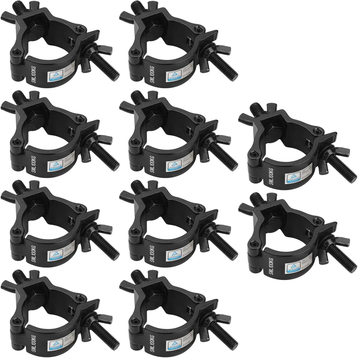 10 count Black 2" Truss Lighting Clamps,F34 Truss O-Clamp for DJ Stage Light,Max Load 220lb