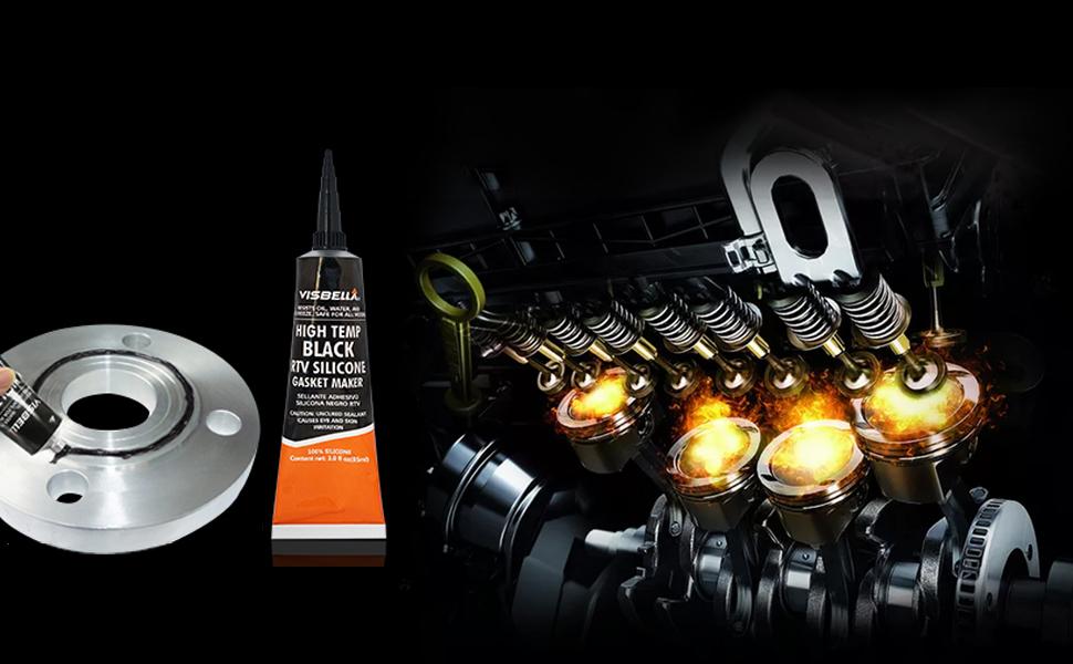 Visbella Gasket Maker Oil Resistant Sensor Safe Neutral RTV Silicone Sealant Non-Corrosive High Flexibility Ideal for Domestic & Older Vehicles 3.5OZ (Black)