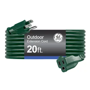GE 1-Outlet Grounded Extension Cord, Outdoor, 20ft., 16AWG, Green