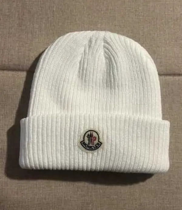 Moncler Knit Beanie - Unisex Winter Hat Ribbed Cuffed Wool Beanie, Warm Skull Cap, Luxury Designer Knit Cap, Soft Stretch Cold Weather Streetwear Outdoor Ski Snow Fashion