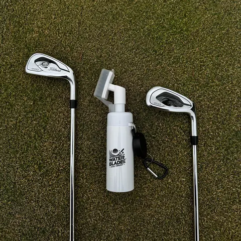 Golf Water Blade Essential Golf Accessory - Command-Press Handle Water Dispenser Brush, Retractable Groove Cleaner, Nylon/Copper Bristles, Dual-Force Bristles, Bag-Locked Access Lanyard, 95g Lightweight Compact Oversize Quick Wipe Tool, Copper Components