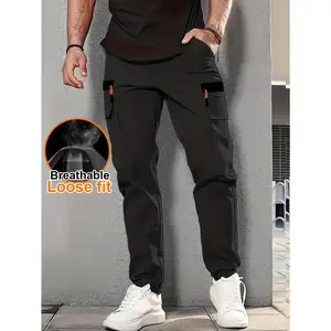 Men's Cargo Pants, Men's Elastic Waist Cargo Pants, Men's Breathable Cargo Joggers, Men's Casual Cargo Trousers