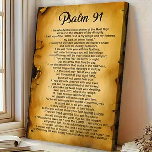 Based on Psalm 91, designed in a vintage style. High-definition canvas decorative painting 11.8* 15.7inch (30* 40cm ) with wooden frame -- modern home decoration, Decorative Wall Art, can be directly hung in the living room or bedroom