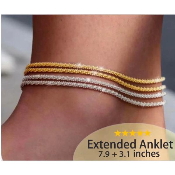 Womens Gold Ankle Bracelet, Adjustable Chain Set, Petite and Cute, Perfect for Summer Wear, Ideal as Summer Waterproof Barefoot Jewelry or Gift Waterproof Layered Anklets for Women, Cuban Link Anklet Set, Boho Summer Beach Vacation Daily Wear Jewelry Gift Womens Gold Ankle Bracelet, Adjustable Chain Set, Petite and Cute, Perfect for Summer Wear, Ideal as Summer Waterproof Barefoot Jewelry or Gift Waterproof Layered Anklets for Women, Cuban Link Anklet Set, Boho Summer Beach Vacation Daily Wear Jewelry Gift