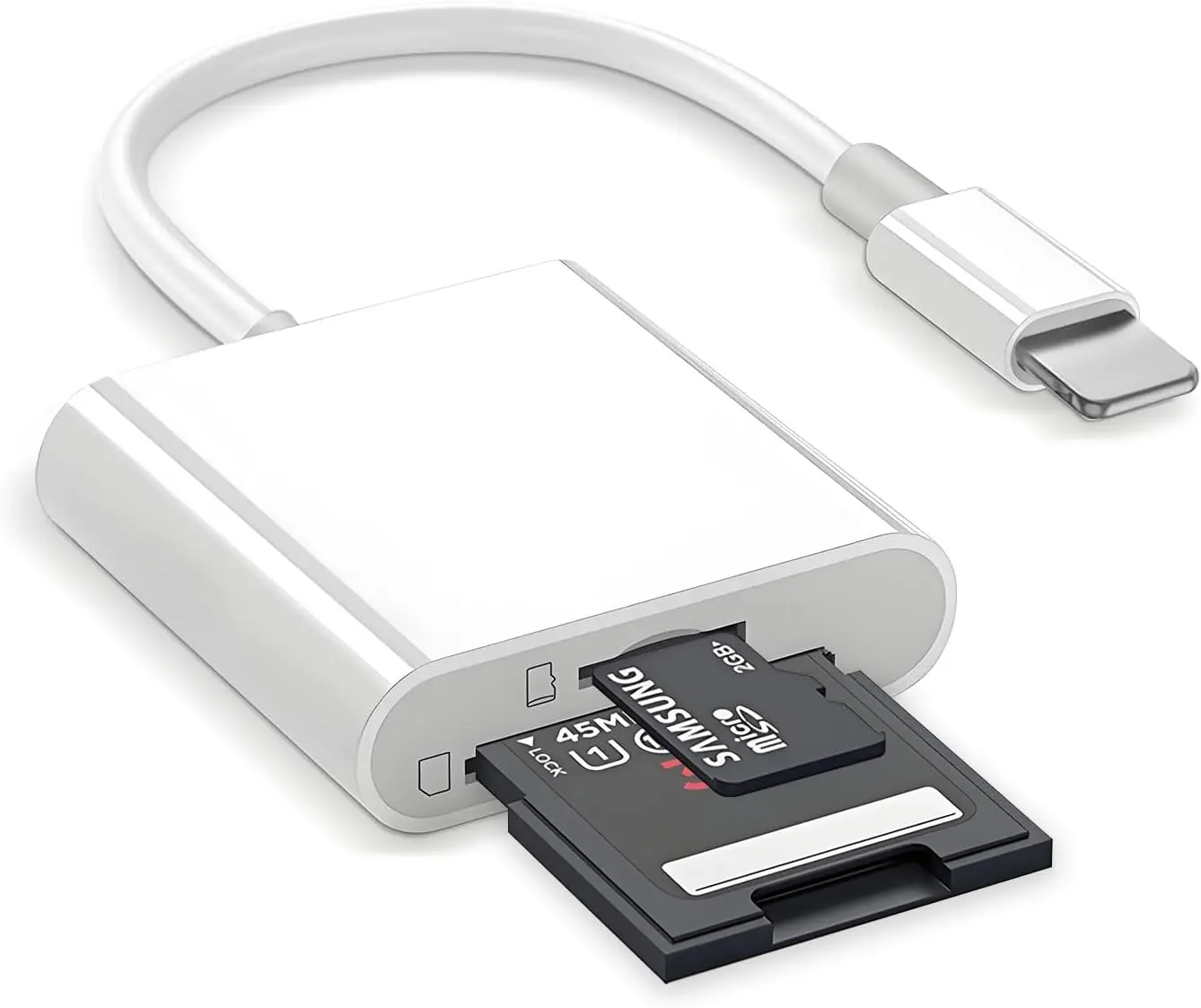 SD Card Reader for  iPad, 2-in-1 Memory Card Reader Lightning Reader with Dual Slot Digital Trail Camera Viewer SD Card Adapter for iPhone14/13/12/11/XS/XR/X/8/7/Plus/Pro/iPad, Plug and Play