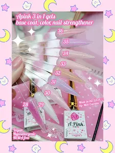 Apink spring collection 2023- 3in1 Gel base coat natural nail strengthener gel Gel Nail Strengthener Reinforce Nail Strengthening Repair Polish for Treating Weak Damaged NailsUV Led Soak Off Gel Lacquer Long Lasting Professional DIY Nail Art