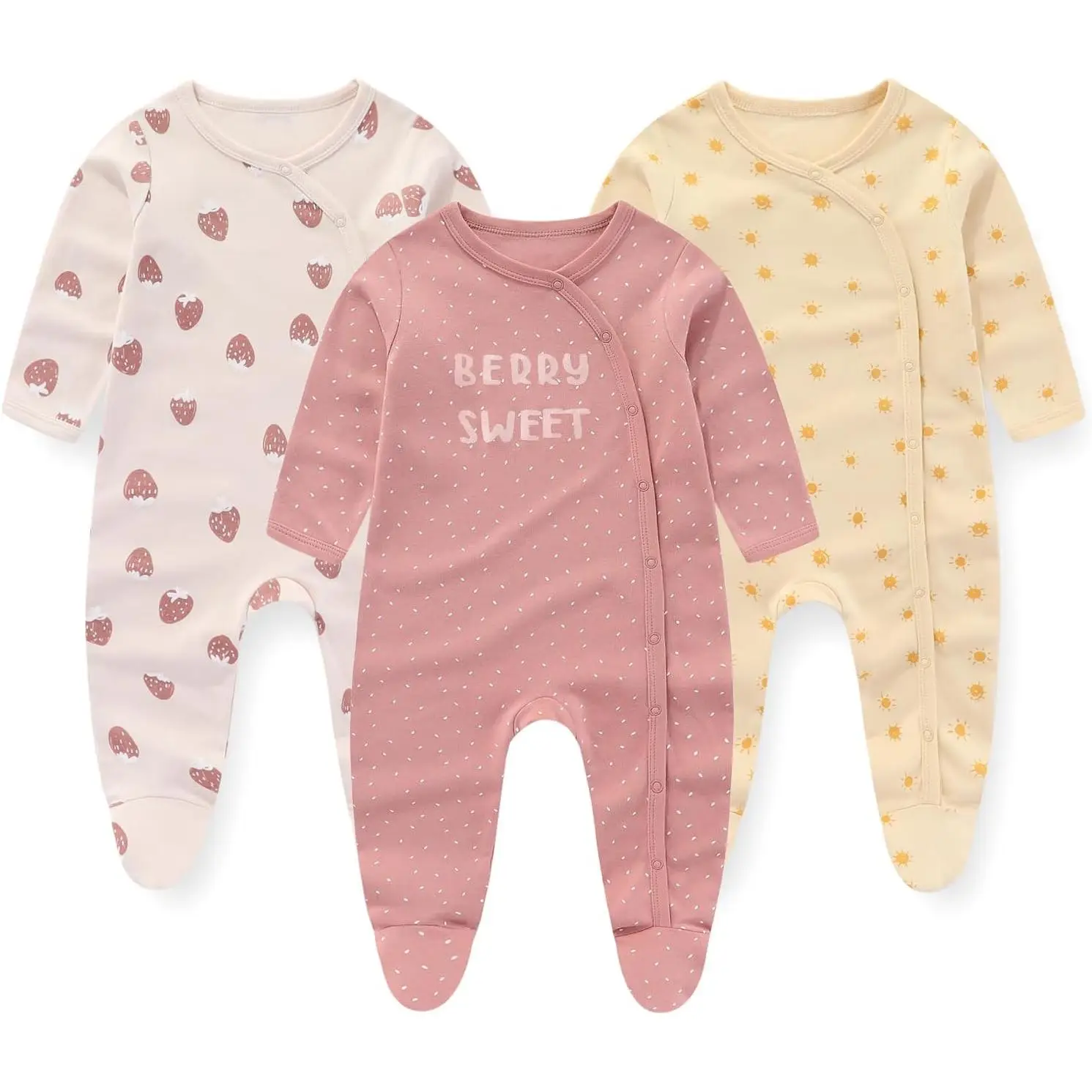 Fashion 3 Pack Baby Boy Girl Footies Rompers Cotton Long Sleeve Infant Jumpsuits 0-12Months Newborn Outfits baby romper