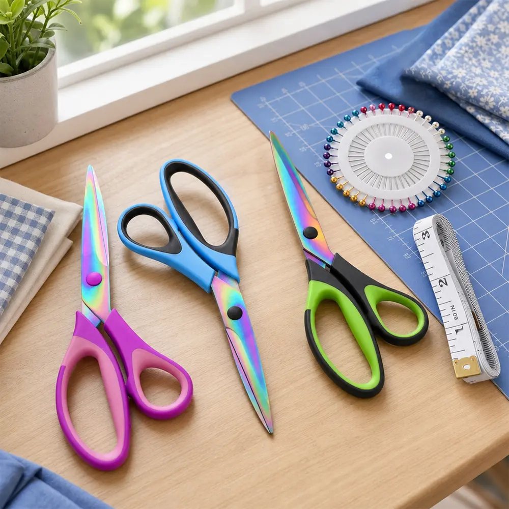 3 Packs 8.5 in Multipurpose Office Scissors, Titanium-Coated Sharp Blade, Soft Comfort-Grip Handles, Right/Left Handed, Kitchen Utensils & Gadgets, Ideal for Home/Crafts