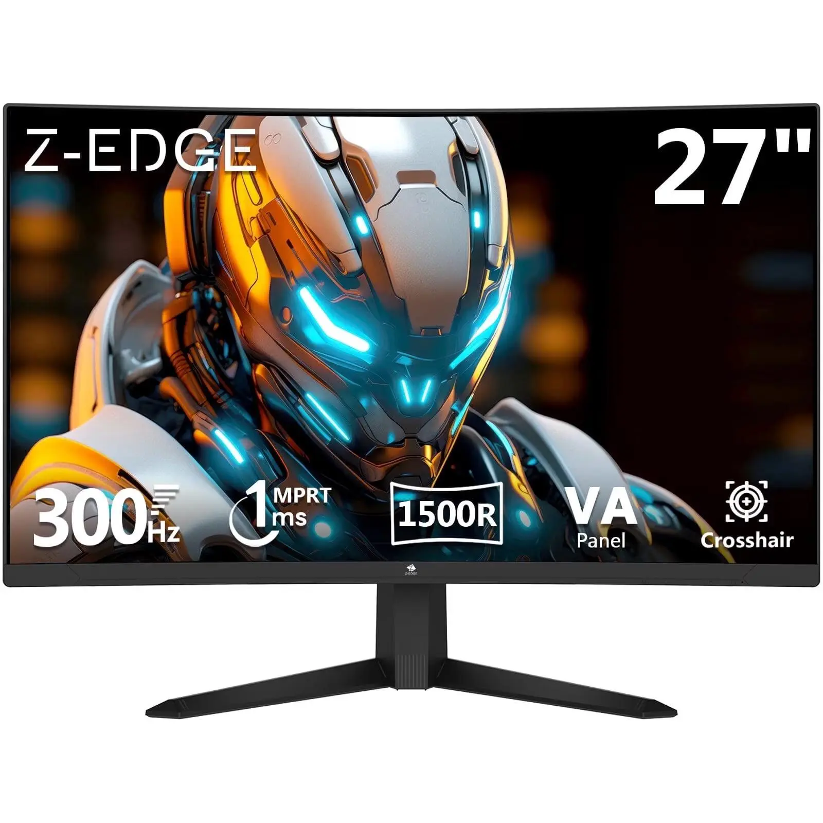 Z-EDGE 27 Inch 300Hz Curved Gaming Monitor, FHD 1080P VA Display, 1ms MPRT, AMD FreeSync, HDR Support, VESA Mount Compatible, Black
