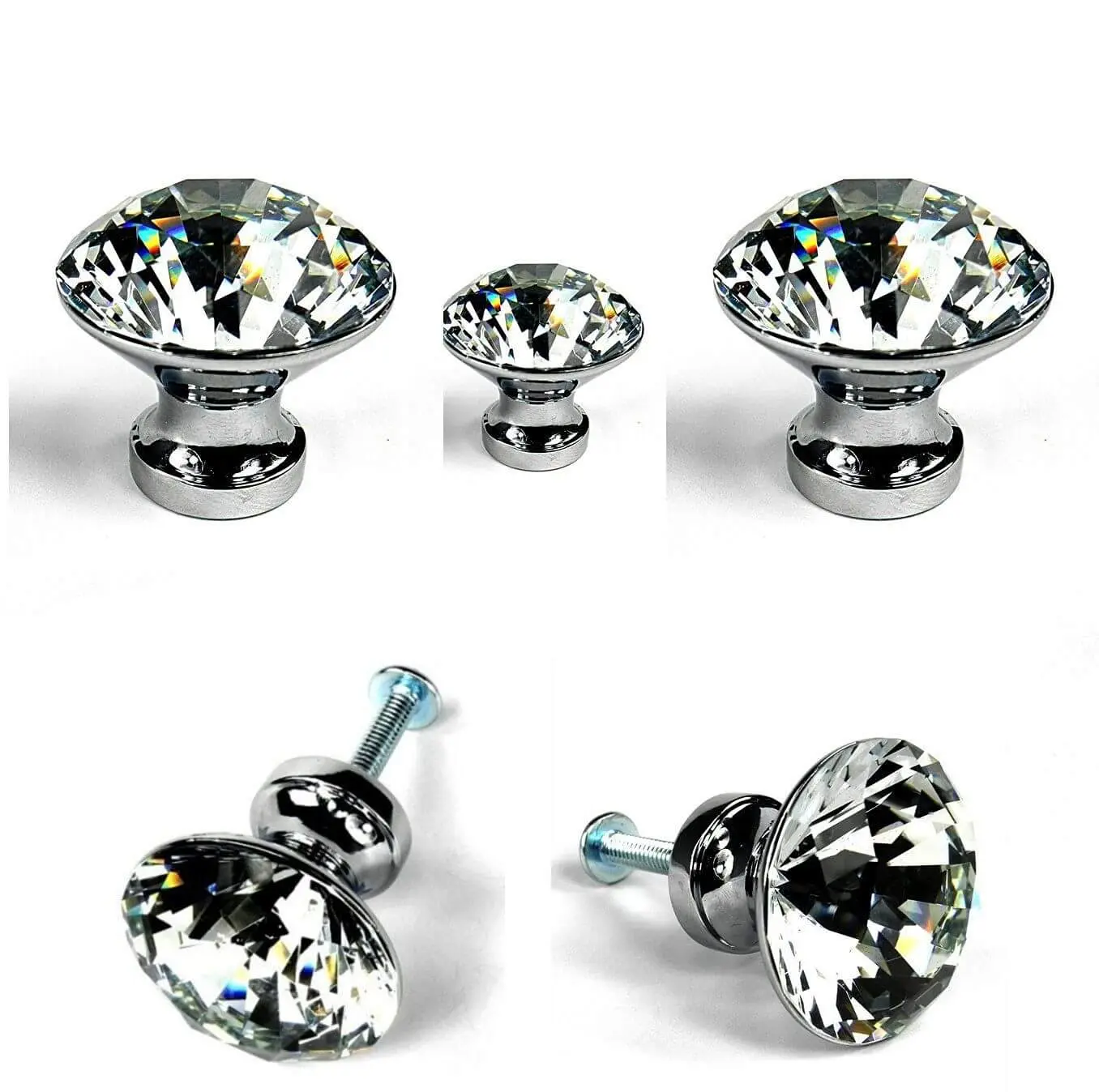 29mm Chrome Crystal Cabinet Knob Cupboard Drawer Pull Handle by Magnificent Crystal
