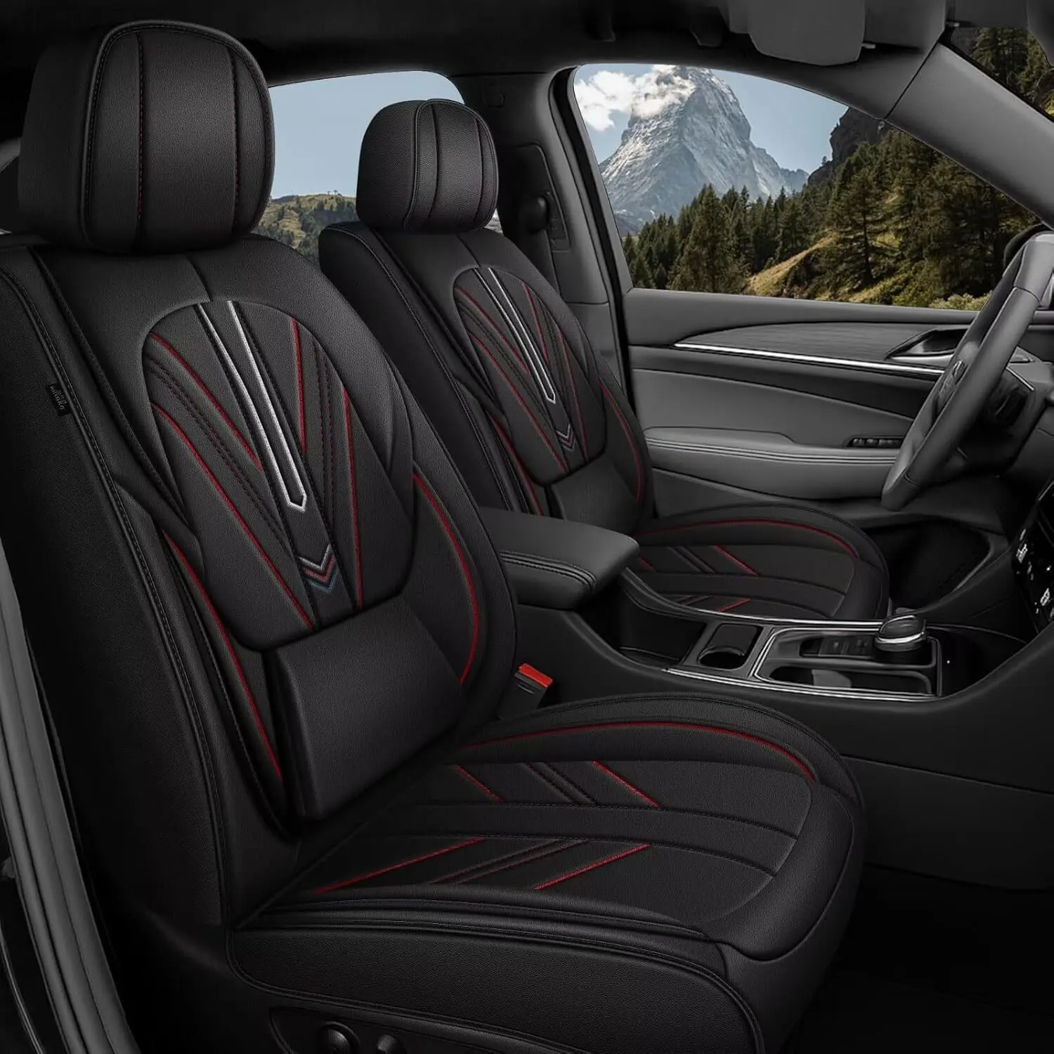 Full Set Car Seat Covers for Dodge Challenger 2008-2025, Car Accessories, Airbag-Compatible Faux Leather Seat Protectors Cushion, Breathable, Waterproof, Anti-Slip Automotive 5-Seat Covers, Car Seat Cushion, Accessories For Car, Airbag-Safe