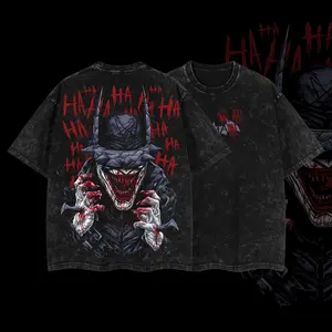 Superstyle Villain Bat Who Laughs Ver 2 Dark Nights: Death Metal Edition Double Printed Oversize Lightweight Acid Washed Tee TV Series Graphic Design Top Cotton Streetwear Comic Superheroes T-Shirt Clothes Menswear Womenswear Classic Soft